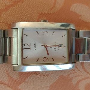 VGUC. Guess silver band watch.